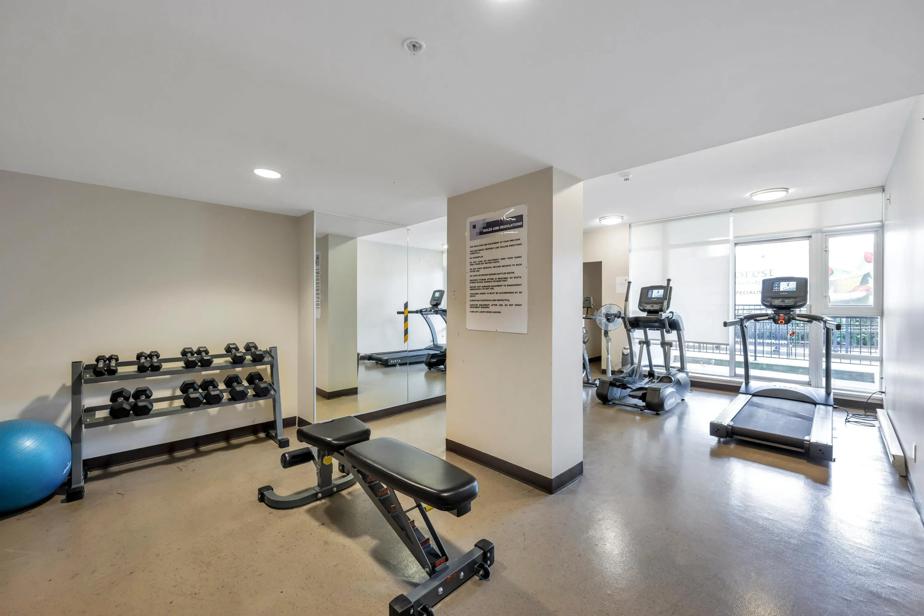 No need for a gym membership, take the elevator to the main floor and get your workout done without leaving the building!