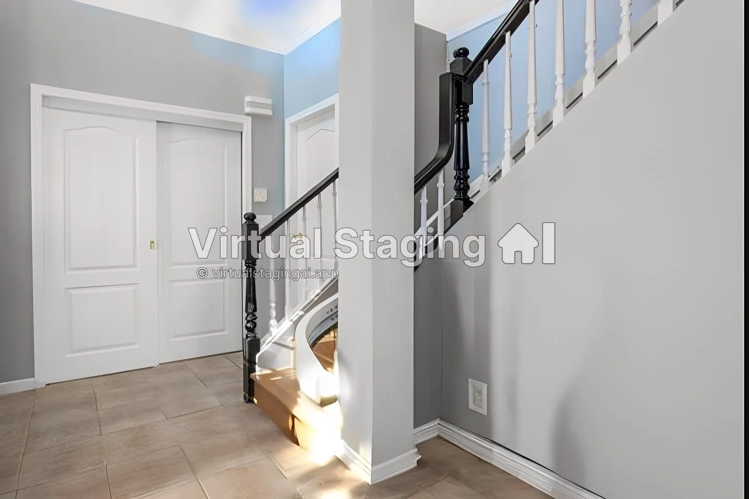 stairs as you go up to the 3 bedrooms upstairs and 2 full bath